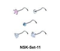 5 Silver Nose Stud Sets NSK-SET-11